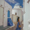 Girl In Blue Dress In Paros Alleys Diamond Painting