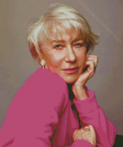 Helen Mirren In Pink Diamond Painting