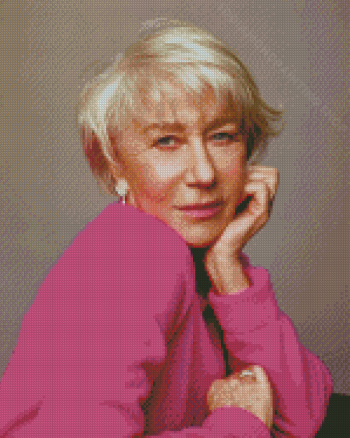 Helen Mirren In Pink Diamond Painting