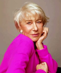 Helen Mirren In Pink Diamond Painting