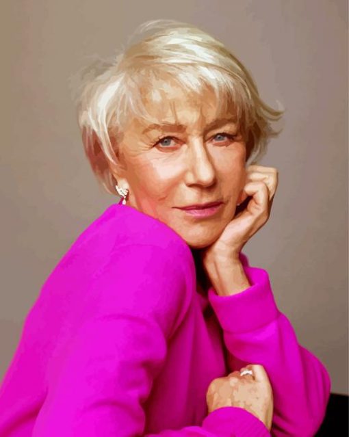 Helen Mirren In Pink Diamond Painting