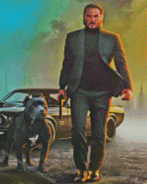 John Wick Dog Art Diamond Painting