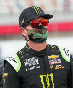 Kurt Busch With Mask And Glasses Diamond Painting