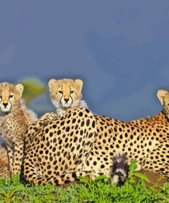 Leopard And Her Babies Diamond Painting