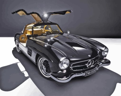 Mercedes Sl 300 Black Car Diamond Painting