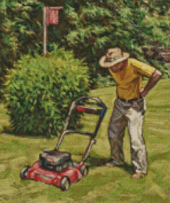 Mowing Grass Diamond Painting