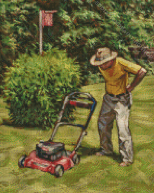 Mowing Grass Diamond Painting