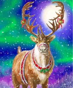 Northern Light Christmas Elk Diamond Painting