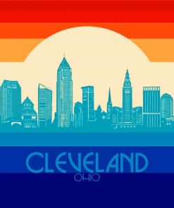 Ohio Cleveland Skyline Poster Diamond Painting