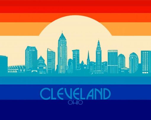 Ohio Cleveland Skyline Poster Diamond Painting