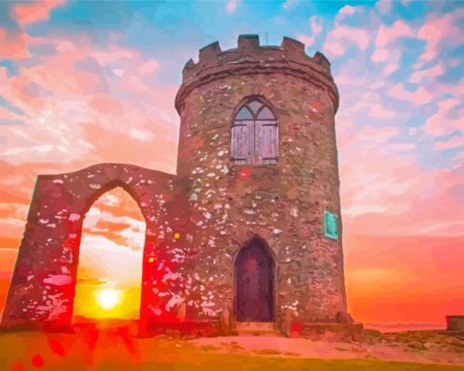 Old John Tower Bradgate Park At Sunset Diamond Painting