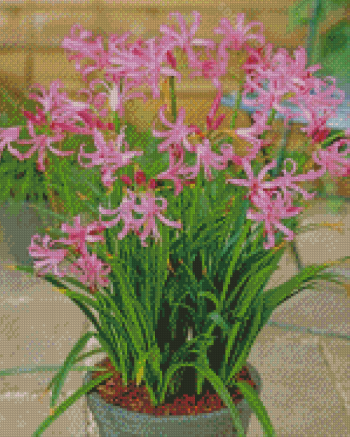 Pink Nerine Plant Pot Diamond Painting