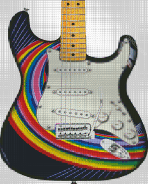 Rainbow Fender Stratocaster Guitar Diamond Painting