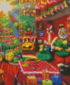 Santas Workshop Table Gift Diamond Painting