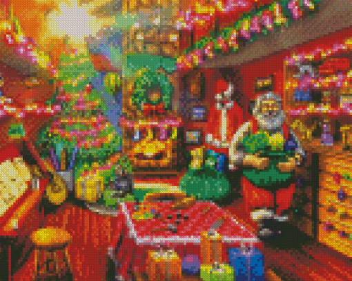 Santas Workshop Table Gift Diamond Painting