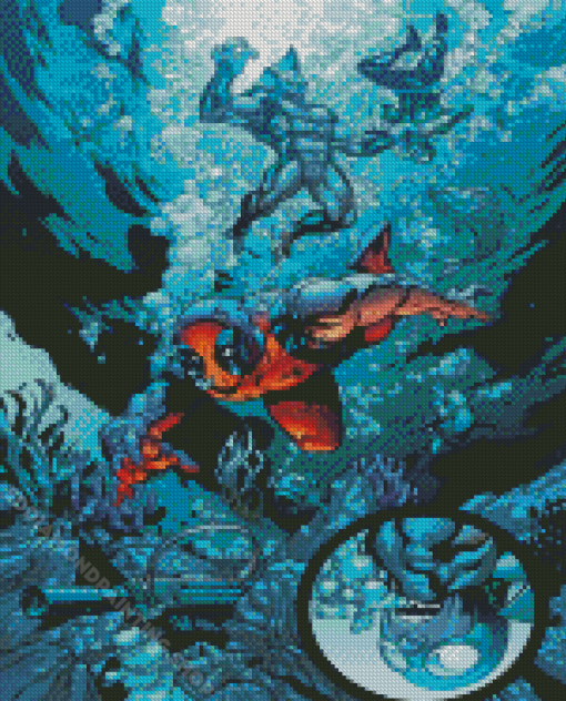 Sharks And Deadpool Diamond Painting