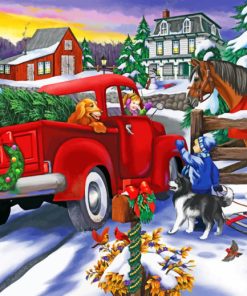 Snow Christmas Truck Diamond Painting