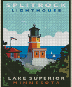 Split Rock Lighthouse Lake Superior Minnesota Poster Diamond Painting