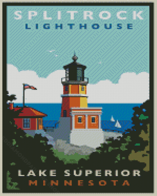 Split Rock Lighthouse Lake Superior Minnesota Poster Diamond Painting