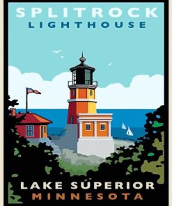 Split Rock Lighthouse Lake Superior Minnesota Poster Diamond Painting