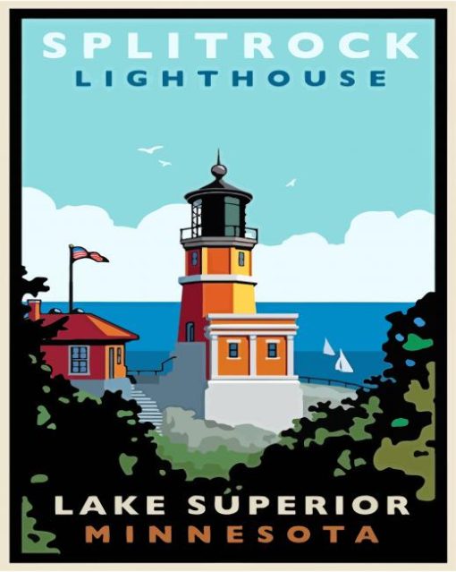 Split Rock Lighthouse Lake Superior Minnesota Poster Diamond Painting