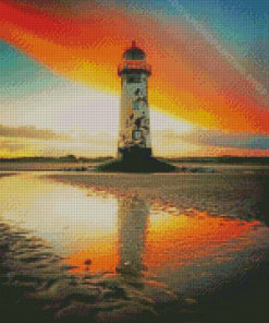 Sunrise Of Talacre Lighthouse Diamond Painting