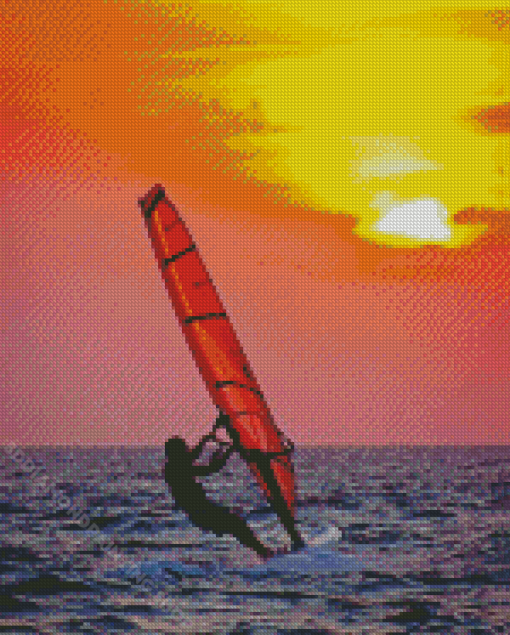 The Windsurfer At Sunset Diamond Painting