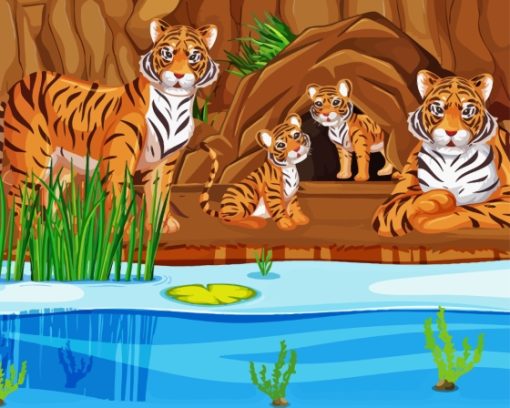 Tiger Family Diamond Painting