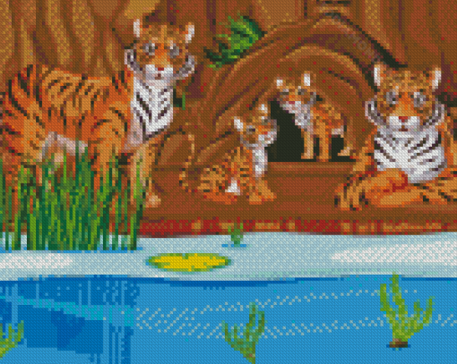 Tiger Family Diamond Painting