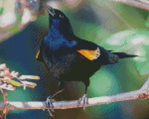 Yellow Winged Blackbird On Stick Diamond Painting