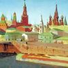 View Of The Moskvoretsky Bridge The Kremlin And The Pokrovsky Cathedral Diamond Painting