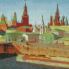 View Of The Moskvoretsky Bridge The Kremlin And The Pokrovsky Cathedral Diamond Painting