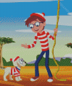 Wally And Woof Wheres Waldo Character Diamond Painting