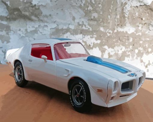 White 1970 Firebird Car Diamond Painting