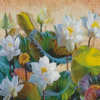 White Lotus Flowers Diamond Painting