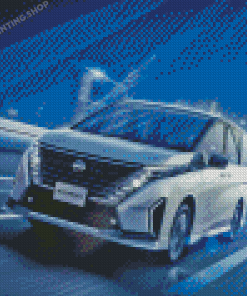 White Nissan Serena On Road Diamond Painting