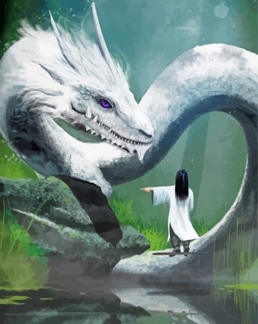 White Dragon Diamond Painting