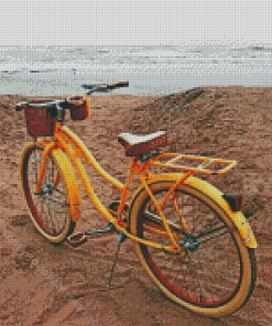 Yellow Bike By Sea Diamond Painting