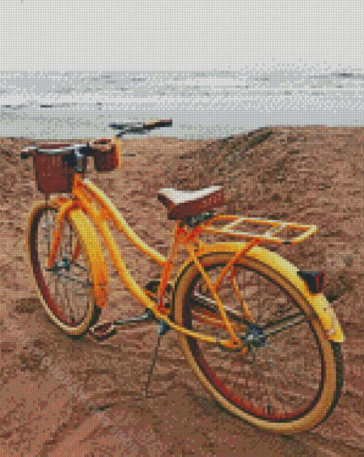 Yellow Bike By Sea Diamond Painting