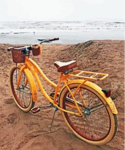 Yellow Bike By Sea Diamond Painting