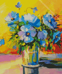 Aesthetic Blue Bunch Flowers Diamond Painting