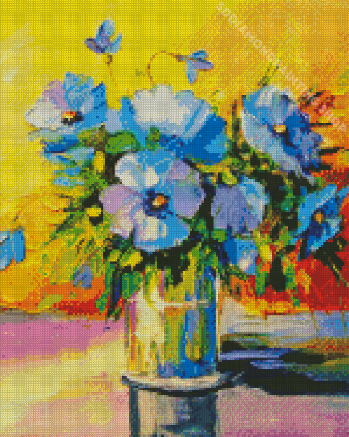 Aesthetic Blue Bunch Flowers Diamond Painting