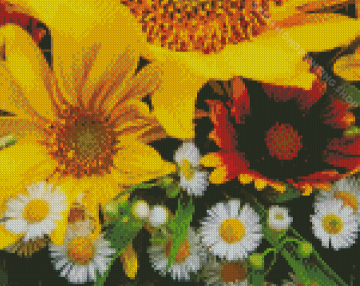 Aesthetic Daisies And Sunflowers Diamond Painting