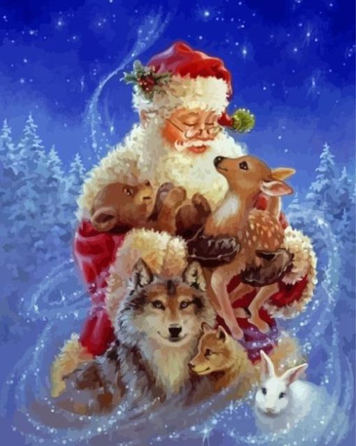 Aesthetic Santa Claus Wolf Rabbit Diamond Painting