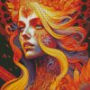 Aesthetic Orange Phoenix Lady Diamond Painting