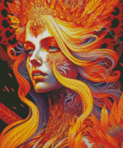 Aesthetic Orange Phoenix Lady Diamond Painting