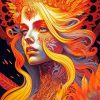 Aesthetic Orange Phoenix Lady Diamond Painting