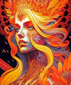 Aesthetic Orange Phoenix Lady Diamond Painting