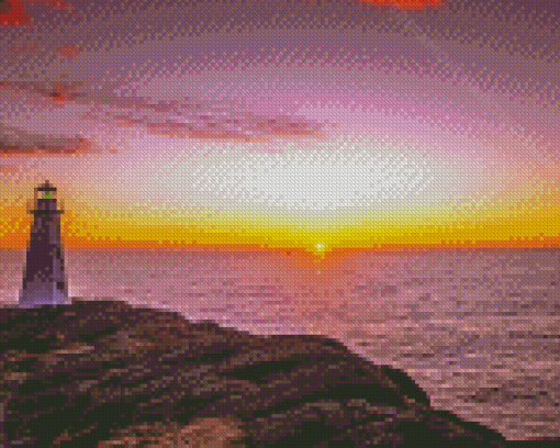 Cape Spear With Sunset Seascape Diamond Painting