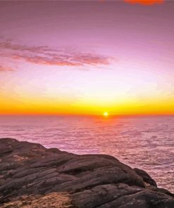 Cape Spear With Sunset Seascape Diamond Painting